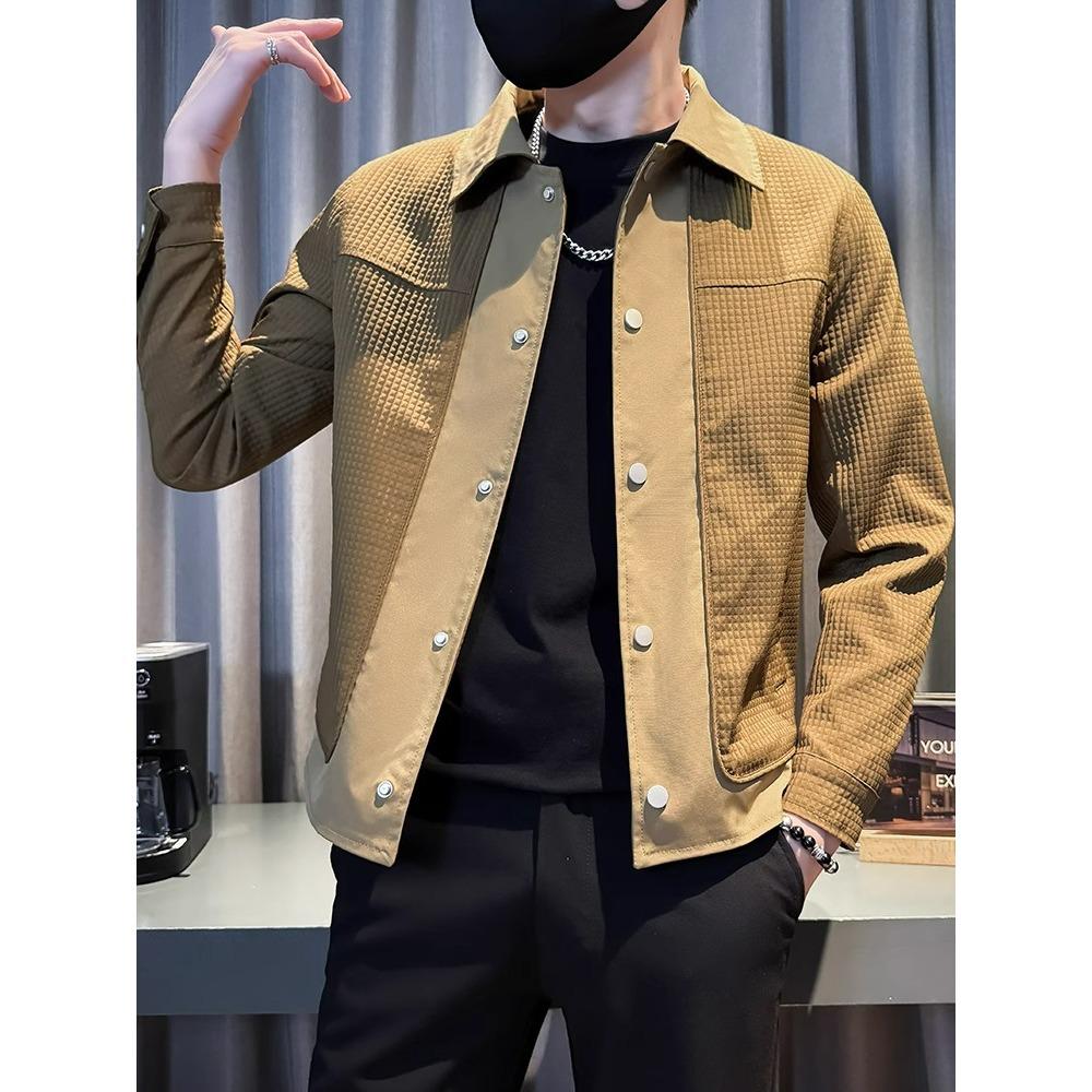 

Men s Trendy Korean Slim Fit Light Baseball Jacket - Spring/Autumn Collection L [115-125 lbs] хакі