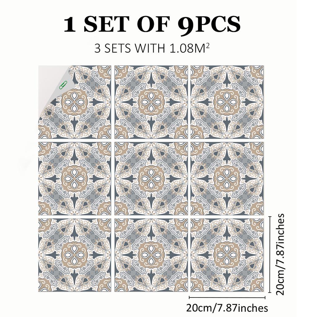 Mediterranean Wind Thickened Living Room Wear-Resistant Retro Pvc Floor Sticker Matte Floor Tile Self-Adhesive Bathroom Wall Sticker