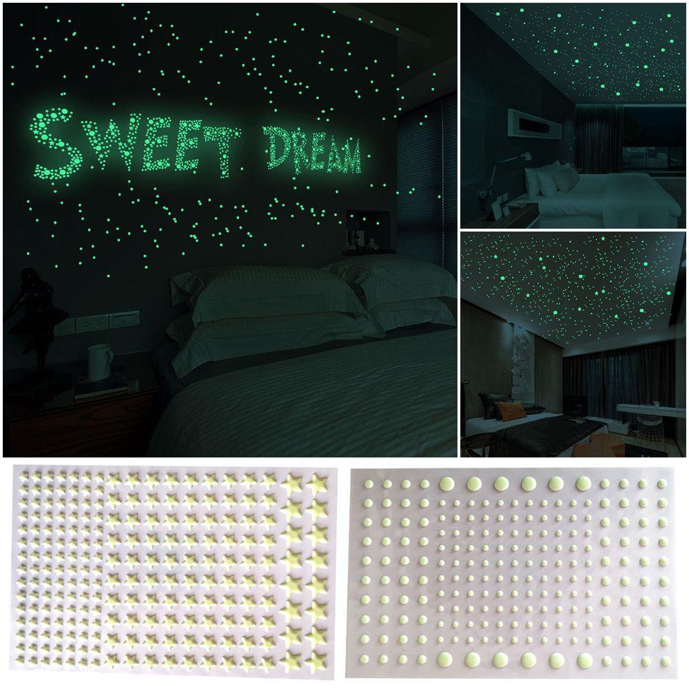 Ornament Home Decoration Bubble Decal Glow In Dark Luminous Stars Dots Fluorescent Wall Sticker