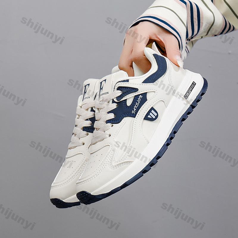 Fashion Pu Leather Platform Sneakers for Women 2025 Spring Lace Up Thick Sole Sneakers Woman Non Slip Running Shoes Female Casual Shoes