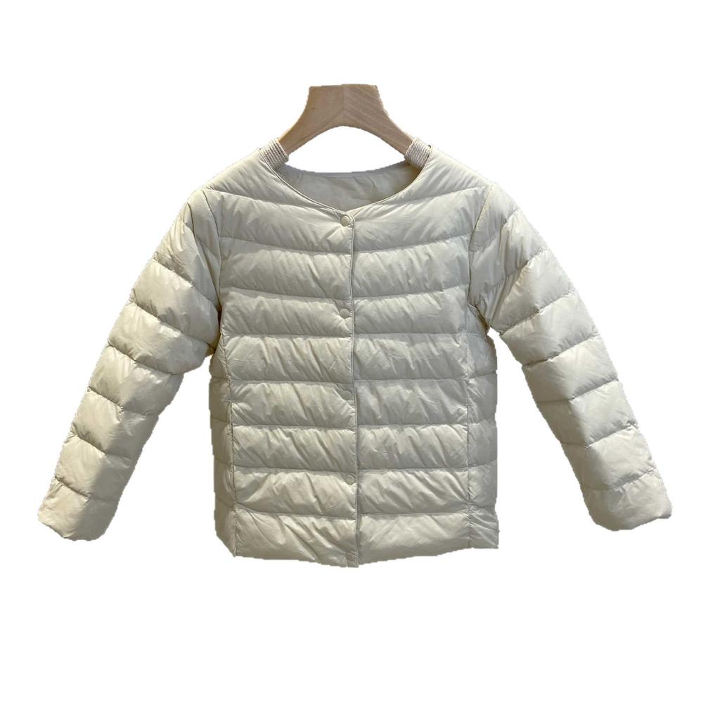 Winter white duck down children's down jacket liner round neck long sleeve boys and girls with light inner wear school uniform artifact
