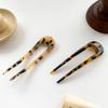 2Pcs U Shaped Hairpin French Style Hair Stick Tortoise Shell Hair Pin 2 Prongs Updo Chignon Pins for Women Girls Hair