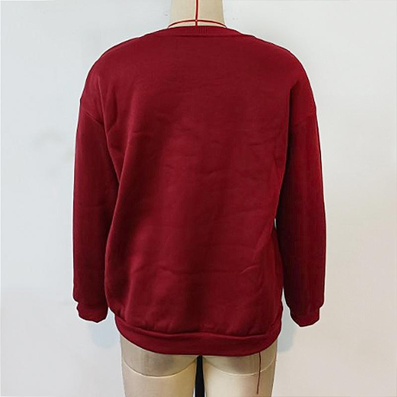 Autumn Women's Hoodie Tops Letter Printed Round Neck Long Sleeve Loose Sweatshirt