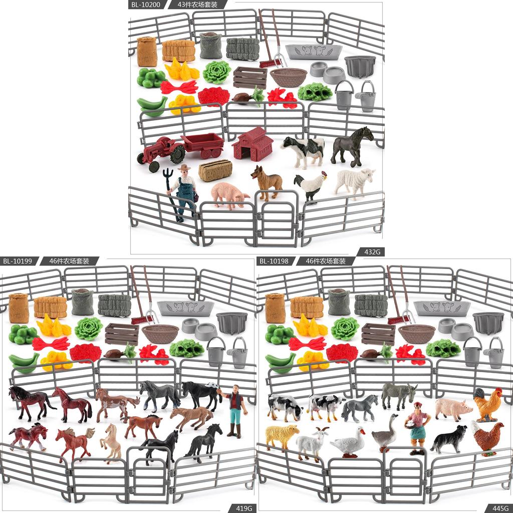 Farm Scene Animal Models Set Pvc Farm Animal And Vegetables Figure Toy For Kids Play And Decoration