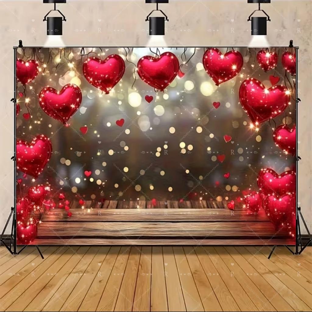 Red Pink Heart Balloon Background Multi Functional Love Banner Birthday Festival Wedding Couple Portrait Photography Backdrop