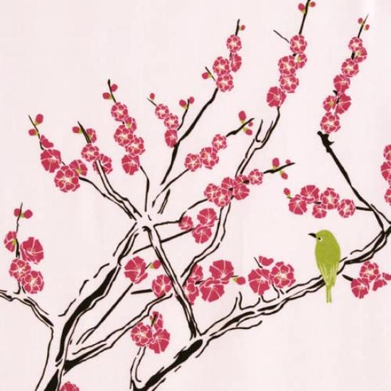 Some no Anbo Hand Towel and Red Plum Authentic Dyed Cotton Tokuoka Made in Japan 35cm x 100cm "Plum Nightingale, Color" 100%