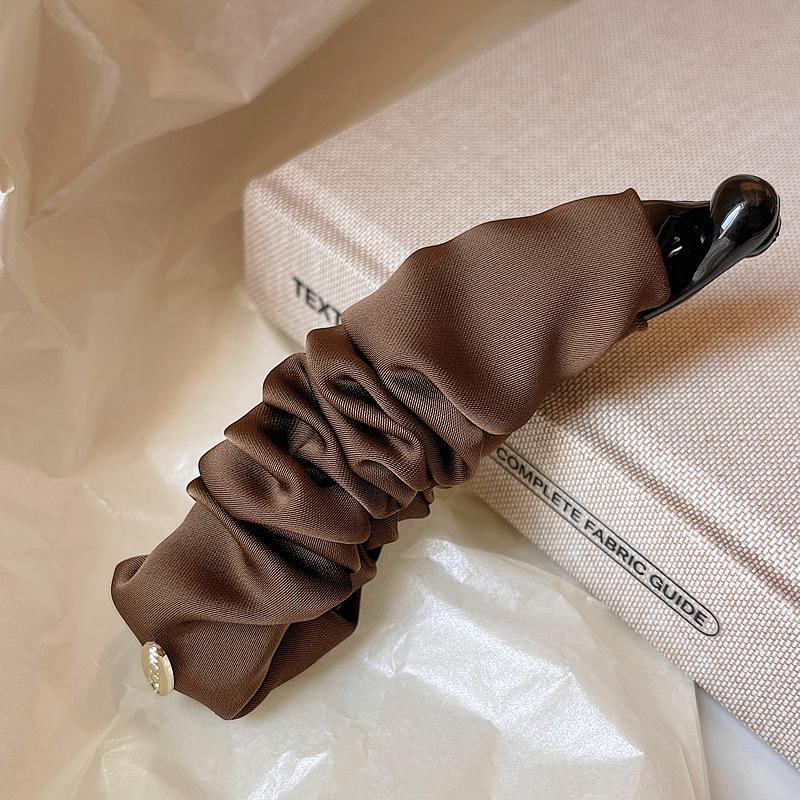 Satin Pleated Solid Color Banana Hair Clip for Versatile Ponytail Styles