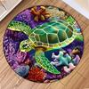 Soft Round Area Rugs Indoor Mats Sea Turtle Ocean Animal Nautical Map Unique Carpet for Living Room Bedroom Woman Yoga Mat Home