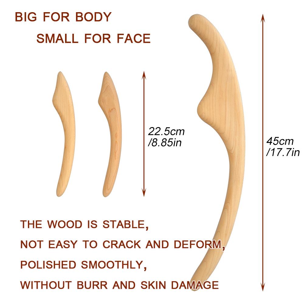 1Set Multifunctional Back Scraper Wood Massager Massage Scraping Stick Scraper Fat Burner Back Shoulder Massage Slimming Guasha
