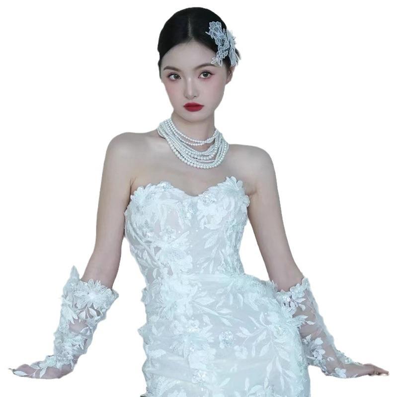 Bridal Wedding Retro Veil Headgear French High-End Lace Pattern Wedding Beautiful Wedding Photo Photo Hair Accessories