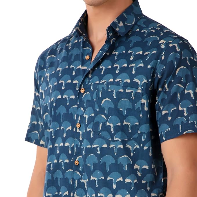 Men's Cotton Half Sleeves Printed Casual Shirt