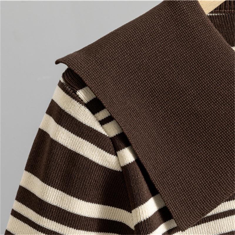 Women's Autumn And Winter Striped Sweater Set Casual Wide Leg Pants  Knitted Two Piece Set  Trendy