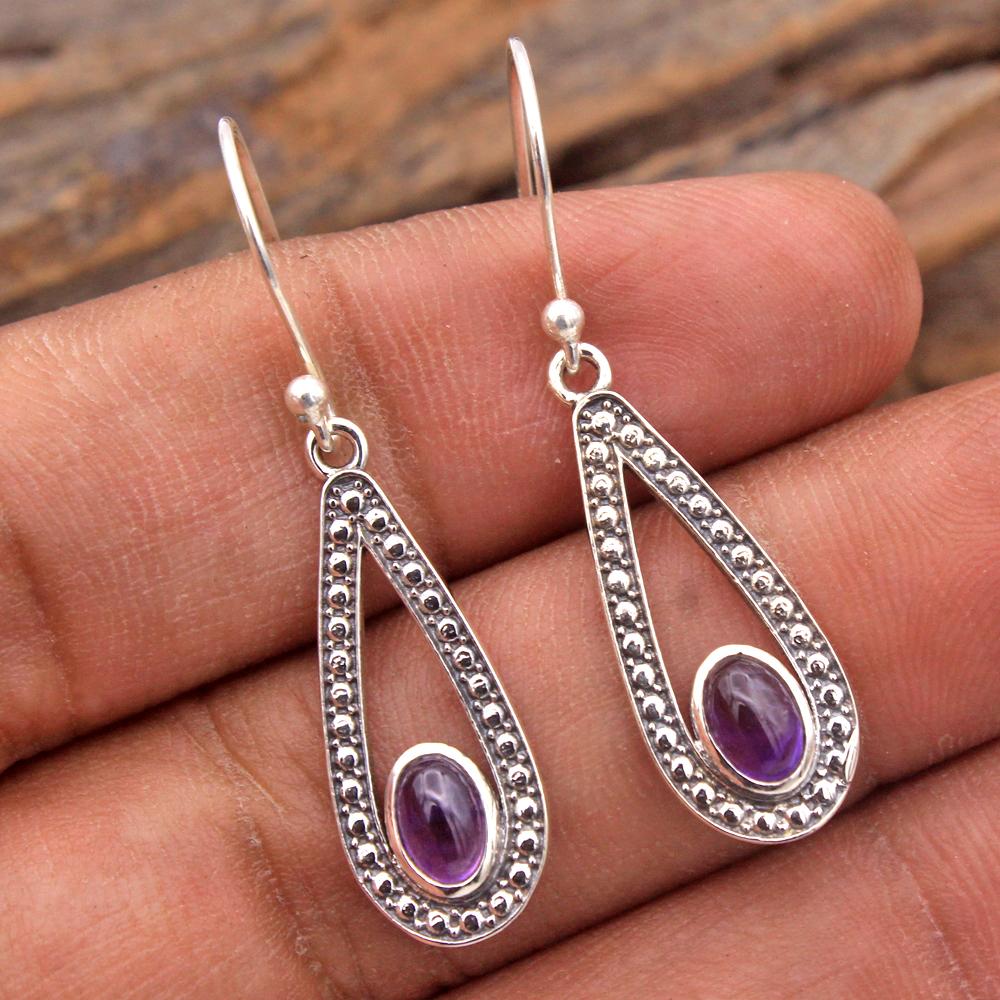 Citrin Edelstein Silber Ohrring, 925 Sterling Silber Handgefertigter Schmuck Silberschmuck Damen Ohrring Geschenk für Sie