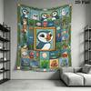 Puffin Rock poster Wall Hanging Printed Fabric Blanket Decorative Tapestries for Bedroom Living Room Home Decor