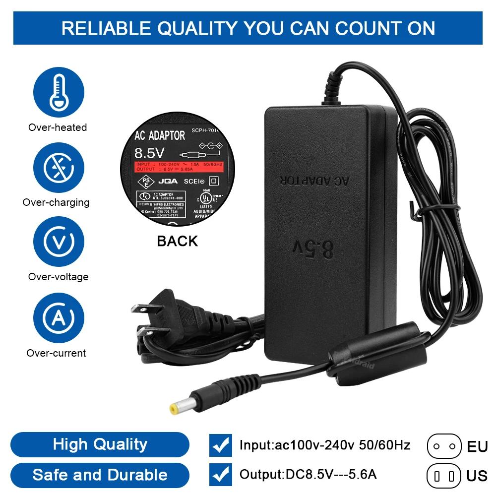 NEW Power Supply for PS2 Replacement AC Adapter Charger Cable Cord 100‑240V DC 8.5V for PS2 Slim 70000 Console EU Plug / US Plug