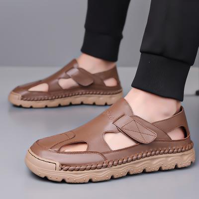 Comfort Leather Men Brand Trending Soft Sandals Summer Hollow Out Men Casual Leather Shoes Men's Leisure Beach Vacation Sandals