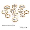 Rock Metal Geometric Round Punk Ring Set Open Index Finger Accessories Buckle Joint Tail Ring Women's Jewelry