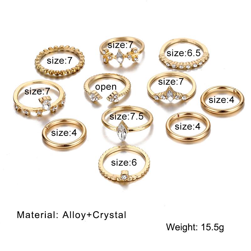 Rock Metal Geometric Round Punk Ring Set Open Index Finger Accessories Buckle Joint Tail Ring Women's Jewelry