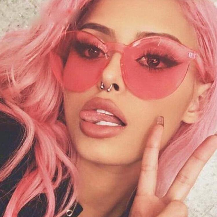 New candy color transparent frameless sunglasses European and American trend sunglasses women's fashion personalized sunglasses