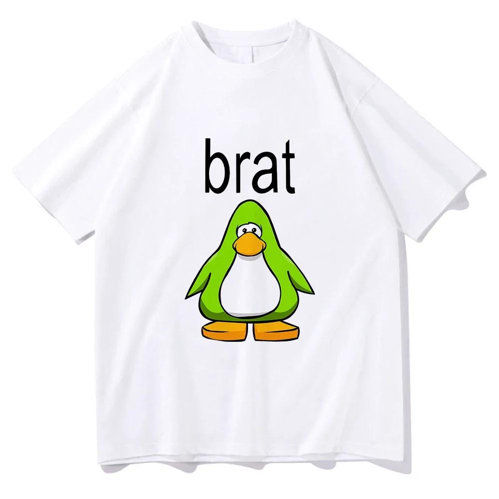 Brat Club Penguin T-shirt Women's Casual Loose Charli XcX Brat Its Completely Different But Still Brat T-shirt Cute T-shirt