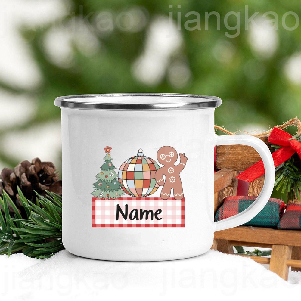 Personalized Christmas Mug Custom Name Holiday Mugs Deer Santa Hat Printed Coffee Cup Kids Xmas Party Favors Gift Hot Cocoa Cups