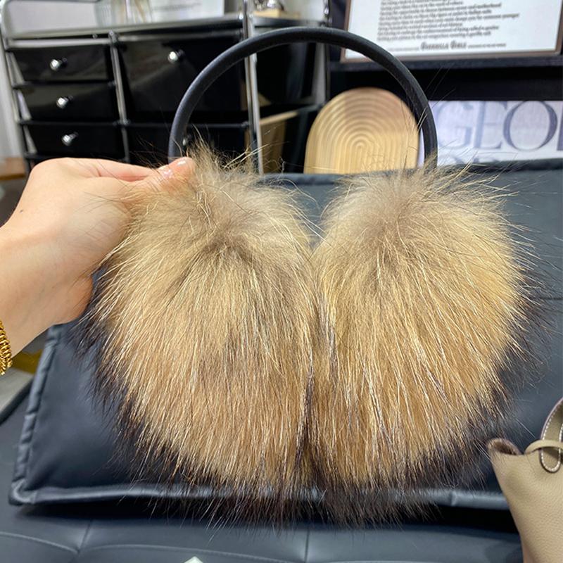 New Winter Real Fox Fur Earmuffs for Women Natural Fox Fur Scarves Dual Use Genuine Warmer Plush EarMuff Outdoor Solid Fur Scarf