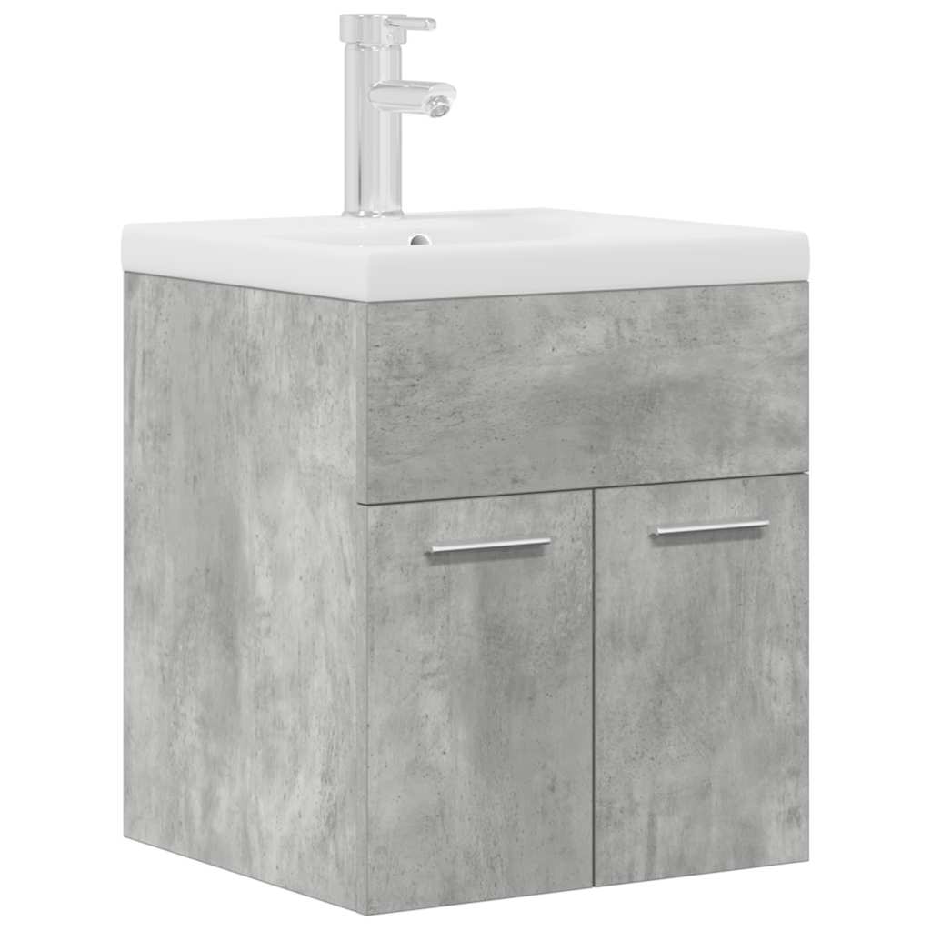 Bathroom Vanity Unit with Built in Basin and Faucet Concrete Grey