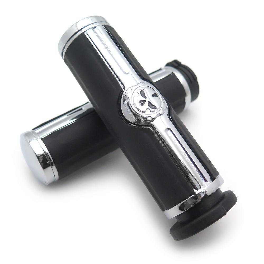 Motorcycle Parts Skull 1" Mechanical Hand Grips for Harley Davidson 1996-Later VRSC XL XR Dyna Softail YAMAHA Chrome/Black