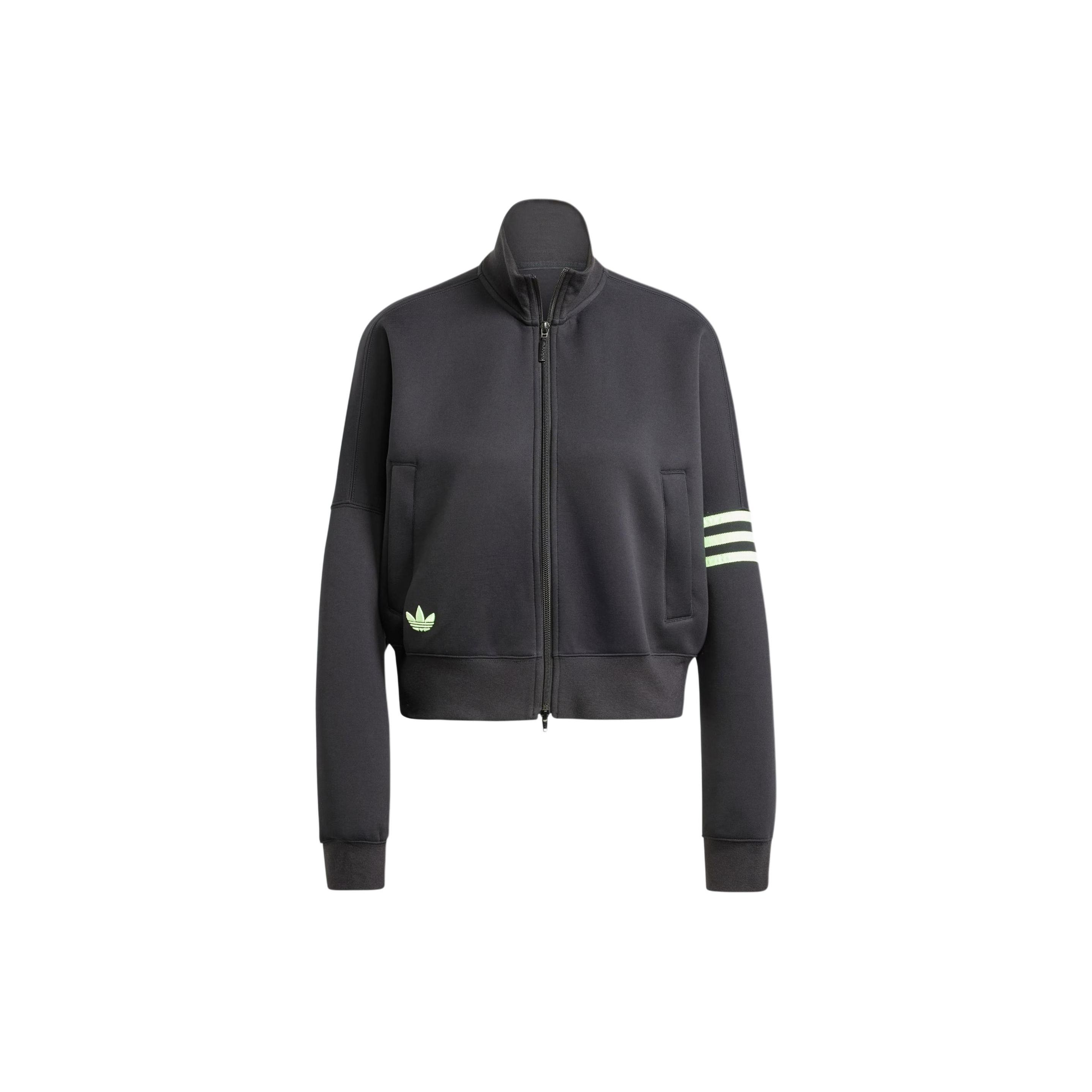 Adidas Originals Neuclassics Color Block Track Top, Women Loose Fit Sports Casual Outerwear Jacket Black IU2505 M