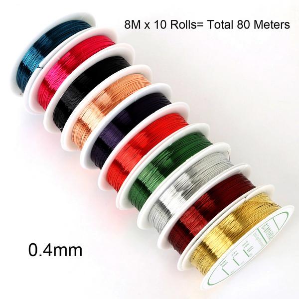 

80/145Meter Copper Wire Beading Wire For DIY Jewelry Craft Making Accessories 0.4mm 80M
