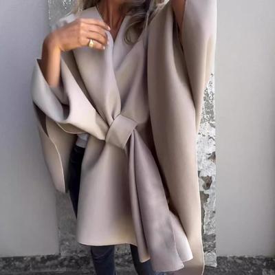 Damen Herbst/Winter Lockerer V-Ausschnitt Schal Umhang Jacke 2024