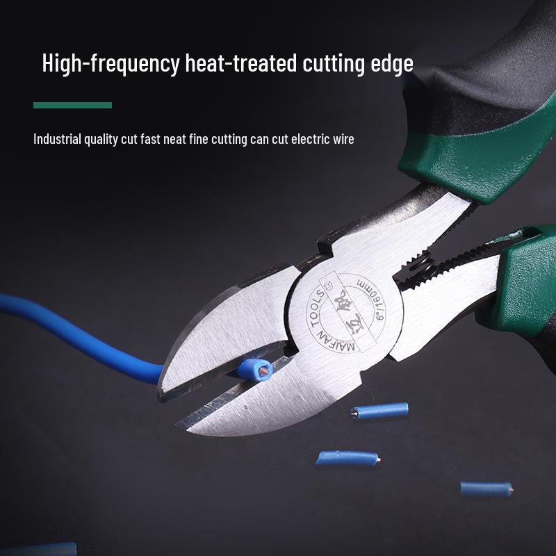 Eccentric Labor-Saving Diagonal Pliers Set: 6-Inch & 8-Inch for Electricians, Wire Stripping, and Hardware Tasks.