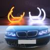 Pentru BMW Seria 3 E46 sedan facelift 2001-05 Far halogen Cristal Stil DTM LED Angel Eyes Lumină Albă și Galbenă Semnalizare