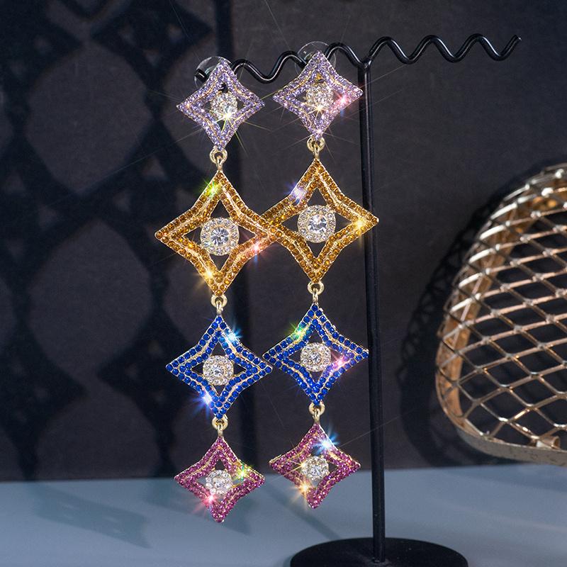 

Серьги Fyuan Sweet Love Heart, женские длинные кисточки, цветные стразы, висячие серьги для женщин, ювелирные подарки 11cm