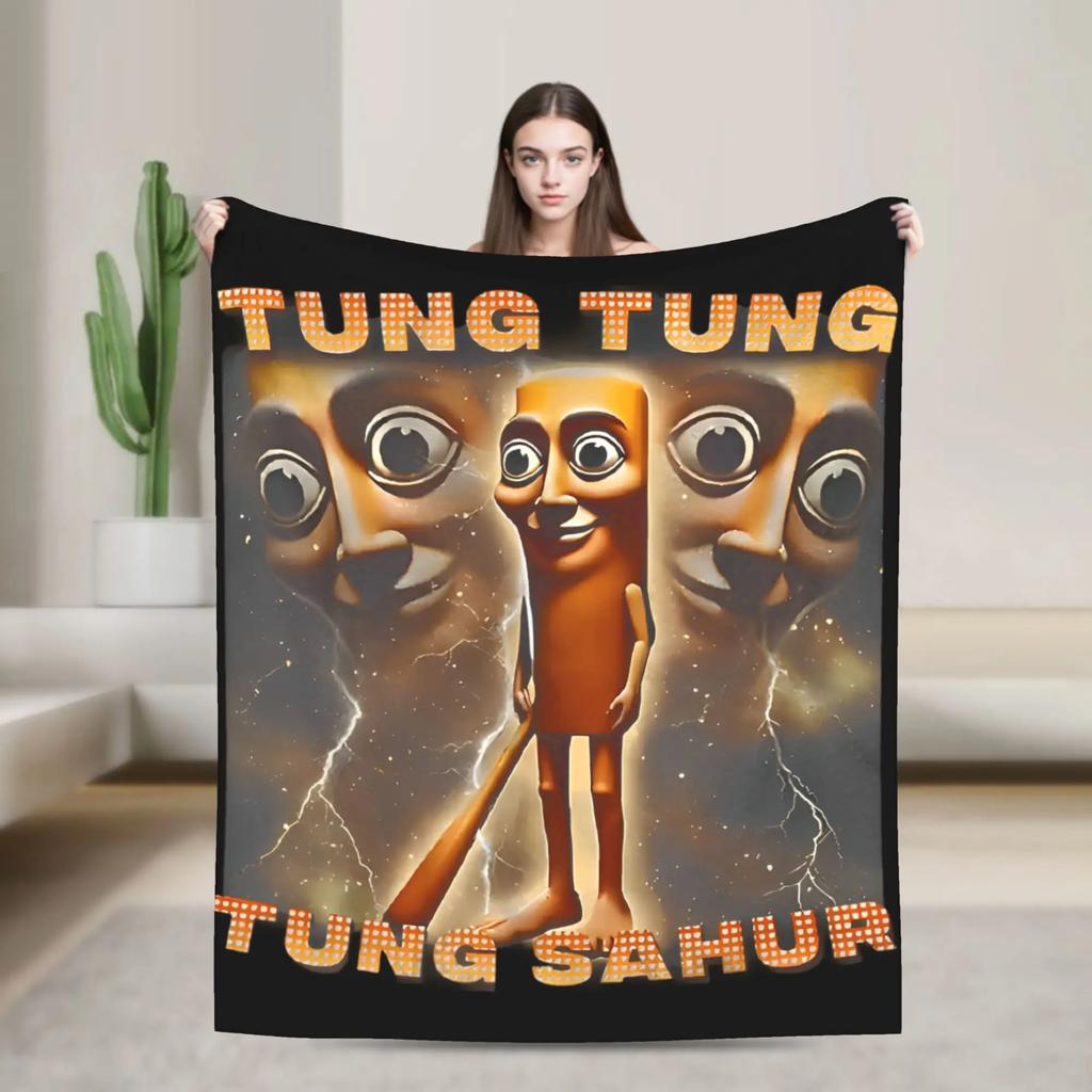 Bombardiro Crocodilo Anime Flannel Blanket Italian Meme Brainrot Custom Throw Blankets for Home 125*100cm Plush Thin Quilt