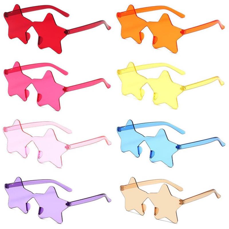 Occhiali da Festa a Stella a Cinque Punte Senza Montatura - Occhiali Monopezzo Colore Caramella per Performance