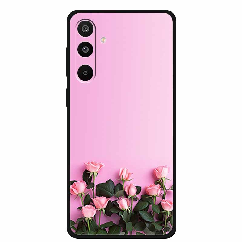 For Samsung Galaxy A36 5G Case Flowers Printed Silicone Phone Cases Cover for Samsung A26 5G TPU Shells A 26 36 Black TPU Coques