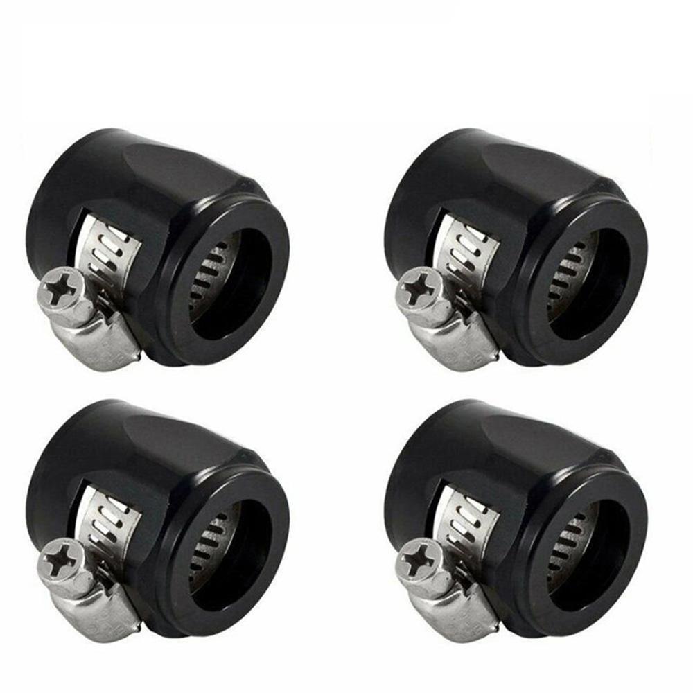 

4 Pcs AN 10 Car Hose End Cover Fitting Adapter Connector Finisher Clamps Black