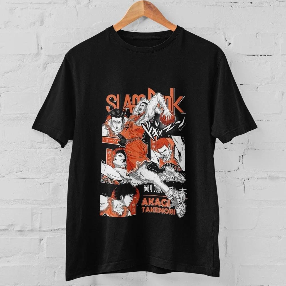 Slam Dunk Streetwear TShirt Sakuragi Rukawa Anime Graphic Black Tee