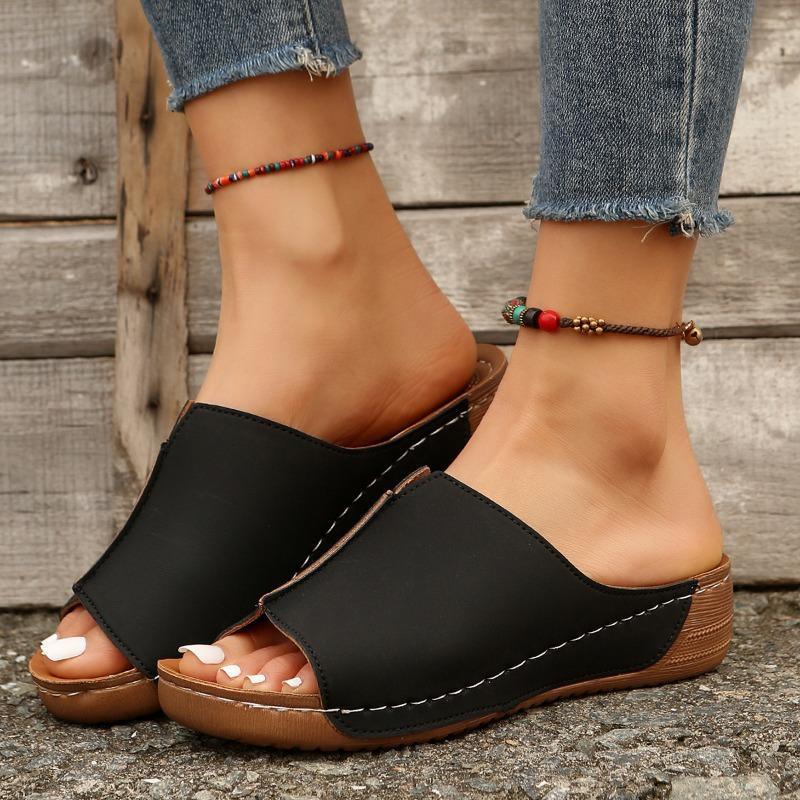 New Sandals Women's Shoes Comfortable Wedge Heel Thick Sole Simple Casual Outer Slippers