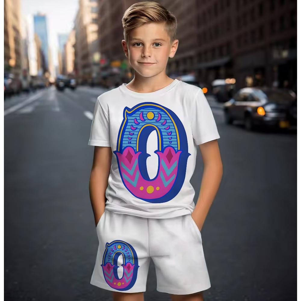 Cartoon Printed Children's Set 3D High Street Daily Casual Clothing Short Sleeved Shorts Fashion New Spring/summer Sportswear