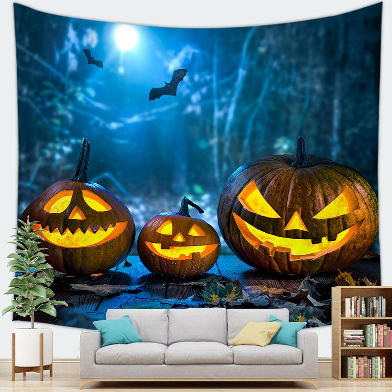 

Halloween Pumpkin Ghost Castle digitalprinted polyester tapestries living rooms bedrooms macrame wall hanging room 74x94cm(29x37in)