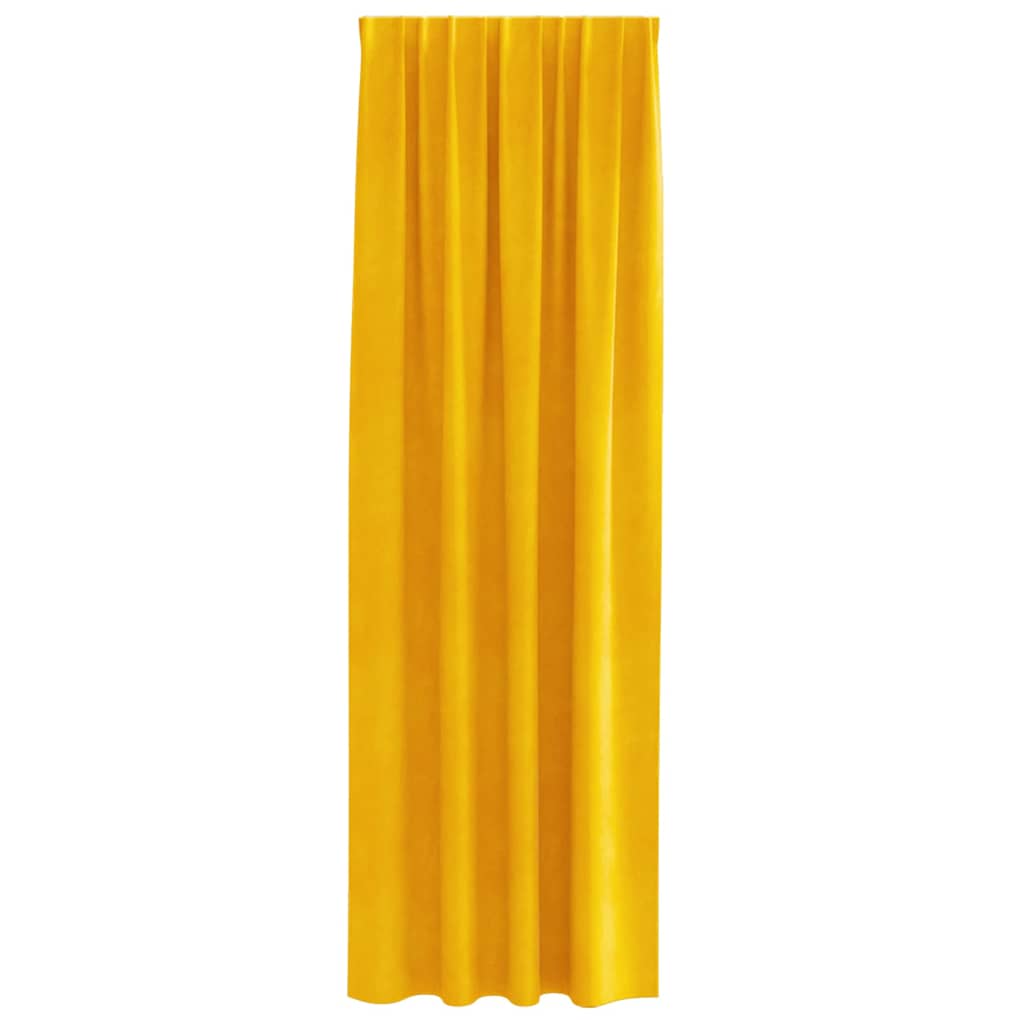 Blackout Curtains 2 pcs Mustard Yellow 140 x 225 cm Velvet
