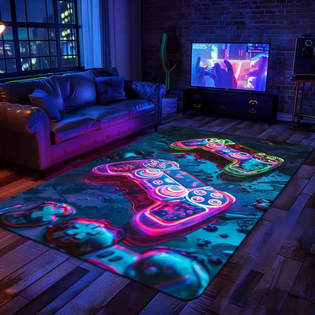 Gaming Rug for Boys Room Gamer Rug Controller Design Carpet for Game Room Bedroom Decor Non-slip Machine Washab Mat