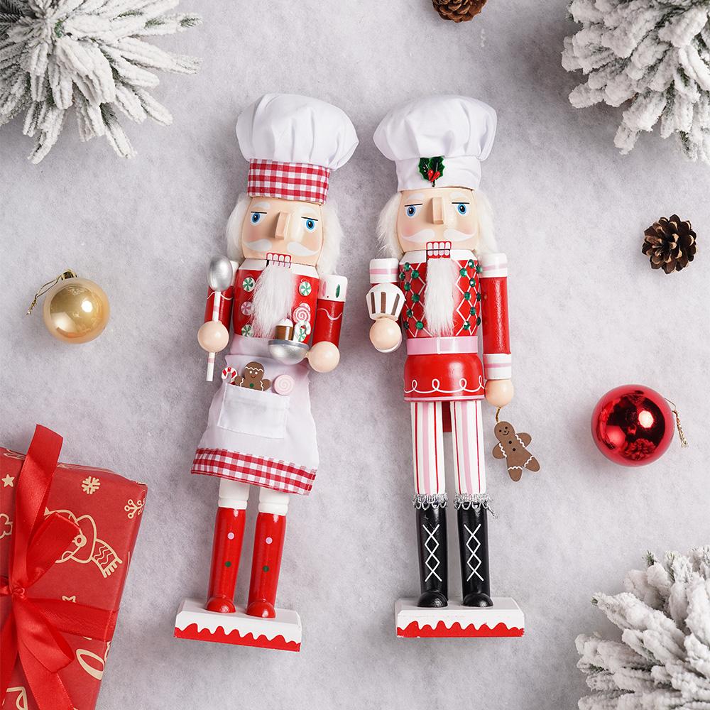 38CM Christmas Nutcracker Chef Pastry Chef Puppet Handcrafted Decoration Christmas New Year Holiday Party Decoration Gift