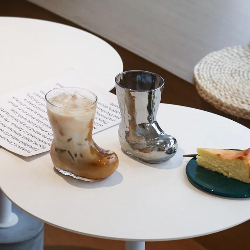 Boot Shape Glass Milk Tea Cup Simple Juice Drink Mug Home Drinkware Coffee Milk Cups Wine Glasses Water Bottles Breakfast Mugs