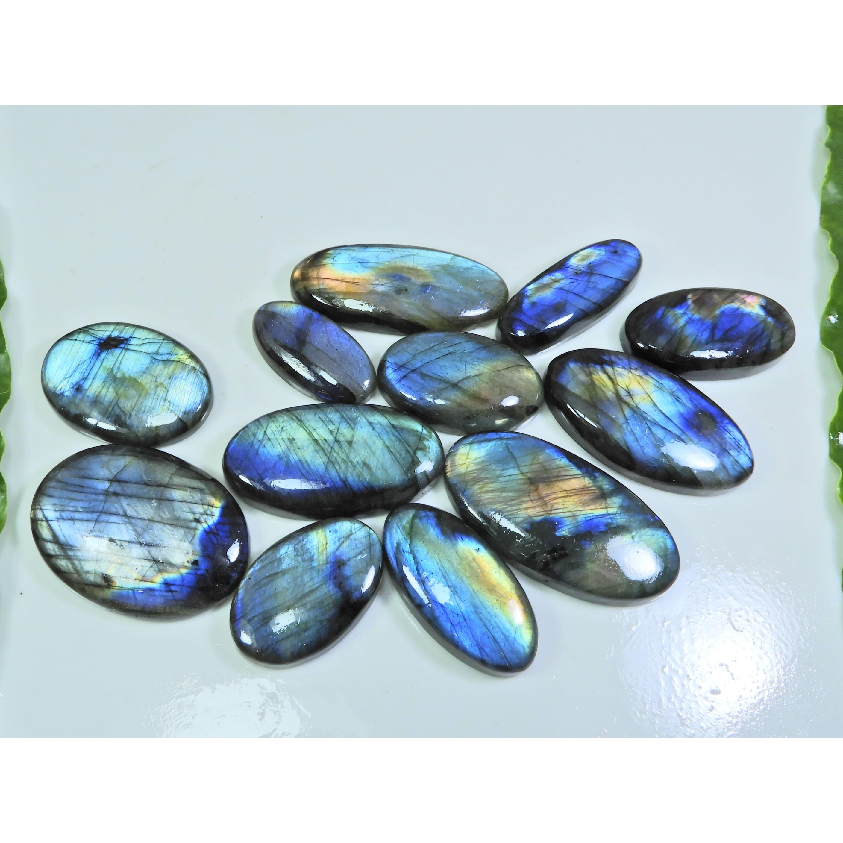 

13X25-21X40MM Natural Multi Labradorite Oval Cabochon Loose Gemstone 12Pcs LL-943