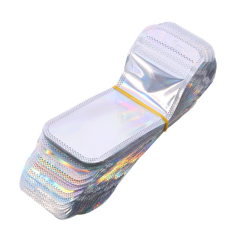 50 Stück schillernde Ziplock-Beutel, transparente Laser-Kunststoff-Wiederverschließbare Beutel für Schmuck-Display, Bastelarbeiten, Nägel, Wimpern