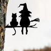 Halloween Garden Stake Witch And Cat Tree Decoration Iron Tree