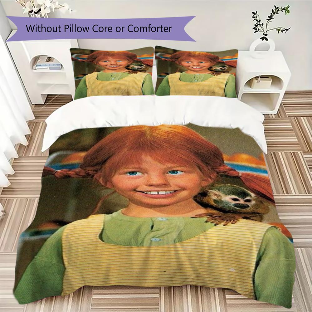 Pippi Longstocking Pattern Bedding Uilt Set Uilt Cover Pillowcase Home Decoration Birthday Gift (1 * Duvet Cover + 2 * Pillowcase Without Core)114